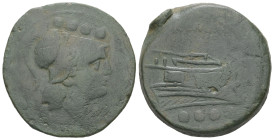 Anonymous, Circa 215-212 BC. AE Triens. 20.91 g - 32.38 mm. Rome.