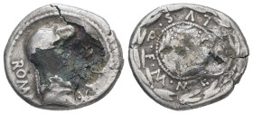 M. Caecilius Q.f. Q.n. Metellus, 127 BC. Fourrèe Denarius. 2.86 g - 19.25 mm. Rome.