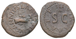 Augustus, 27 BC-AD 14. AE Quadrans. 3.08 g - 18.75 mm. Rome. Lamia, Silius and Annius, moneyers.