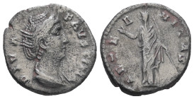 Diva Faustina, died AD 140/1. AR Denarius. 3.11 g - 17.76 mm. Rome.