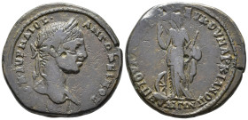 MOESIA INFERIOR. Marcianopolis. Elagabal (AD 218–222).
Tetrassarion (AE, 27 mm, 10.67 g) Iulius Antonius Seleukos, legatus Augusti pro praetore.
AYT K...