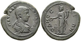 MOESIA INFERIOR. Odessus. Severus Alexander, Caesar (AD 222).
AE (27 mm, 8.90 g).
Μ ΑΥΡ ΑΛЄΖΑΝΔΡΟϹ Bare, draped and cuirassed bust of Severus Alexande...
