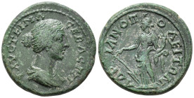THRACE. Hadrianopolis. Faustina Junior, Augusta (AD 147–175).
AE (23 mm, 7.96 g). 
ΦΑΥϹΤЄΙΝΑ ϹЄΒΑϹΤΗ Draped bust of Faustina II right / ΑΔΡ–ΙΑΝΟΠ–ΟΛЄΙ...