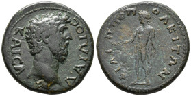 THRACE. Philippopolis. Aelius, Caesar (AD 136–138).
AE (27 mm, 11.57 g). 
Λ ΑΙΛΙΟϹ – ΚΑΙϹΑ–Ρ Bare head of Aelius right / ΦΙΛΙΠΠΟΠΟΛЄΙΤΩΝ Apollo (?) st...