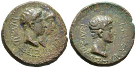 KINGS of THRACE. Rhoemetalkes I and Pythodoris (c. 11 BC–AD 12).
AE (24 mm, 8.08 g). 
BAΣIΛEΩΣ ΡOIMETAΛKOΥ Jugate heads of Rhoemetalkes, diademed, and...