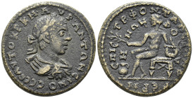 MYSIA. Germe. Elagabal (AD 218–222).
AE (30 mm, 13.73 g) Titus Iulius Fontilius Alexandros, strategos.
ΑΥΤΟΚΡ Κ Μ Α–ΥΡ ΑΝΤΩΝЄΙΝΟϹ ϹЄΒ Laureate, draped...