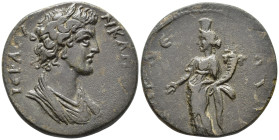 CARIA. Heraclea Salbace. Pseudo-autonomous.
AE (31 mm, 16.99 g) c. 184–190. In alliance with Laodicea ad Lycum.
ΙЄΡΑ ϹΥ–ΝΚΛΗ[ΤΟϹ] Draped bust of the S...