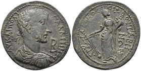 CARIA. Tabae. Gallienus (AD 253–268).
12 Assaria (AE, 31 mm, 12.86 g) Aelius Publius Iason Silbos, archon.
ΑΥ ΚΑΙ ΠΟ ΛΙ – ΓΑΛΛΙΗΝΟϹ Laureate, draped a...