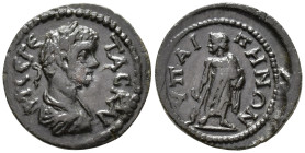 LYDIA. Hypaepa. Geta, Caesar (AD 198–209).
AE (19 mm, 3.34 g). 
Λ ϹЄ ΓЄ–ΤΑϹ ΚΑΙ Laureate, draped and cuirassed bust of Geta right, seen from rear / ΥΠ...