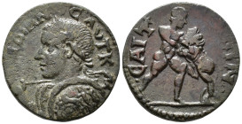 LYDIA. Saitta. Gordianus III (AD 238–244).
AE (22 mm, 5.67 g). 
ΓΟΡΔΙΑΝΟϹ ΑΥΤ Κ Μ Laureate bust of Gordian III left, holding spear over shoulder and s...