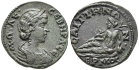 LYDIA. Saitta. Otacilia Severa, Augusta (AD 244–249).
AE (22 mm, 6.42 g). 
Μ ΩΤΑΚ ϹЄΒΗΡΑ ϹЄ Draped bust of Otacilia Severa wearing stephane, right, se...