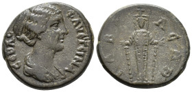 LYDIA. Tabala. Faustina Junior, Augusta (AD 147–175).
AE (18 mm, 3.70 g). 
ΦΑΥϹΤЄΙΝΑ ϹЄΒΑϹ Draped bust of Faustina II right / ΤΑΒΑΛЄΩΝ Cult statue of ...