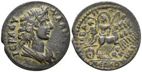 PHRYGIA. Hierapolis. Elagabal (AD 218–222).
AE (25 mm, 5.90 g). 
ΙЄΡΑ ϹΥΝΚΛΗΤΟϹ Laureate and draped bust of Senate right, seen from front / ΙЄΡΑ–Π–ΟΛЄ...
