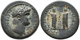 PHRYGIA. Laodicea ad Lycum. Nero (AD 54–68).
Diassarion (AE, 26 mm, 13.76 g) Homonoia issue with Smyrna, Antonius Zenon, son of Zenon, magistrate.
ΝEP...