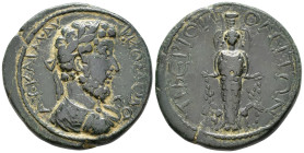 PHRYGIA. Tiberiopolis. Commodus (AD 180–192).
AE (27 mm, 12.27 g) c. 184–190.
ΑΥ ΚΑΙ Μ ΑΥ–Ρ ΚΟΜΟΔΟ/Ϲ Laureate, draped and cuirassed bust of Commodus r...