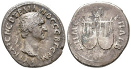 LYCIA. Koinon of Lycia. Trajan (AD 98–117).
Drachm (AR, 19 mm, 2.74 g) AD 98/9.
ΑΥΤ ΚΑΙϹ ΝЄΡ ΤΡΑΙΑΝΟϹ ϹЄΒ ΓЄΡΜ Laureate head of Trajan right / ΔΗΜ ЄΞ ...