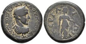PAMPHYLIA. Perge. Diadumenian, Caesar (AD 217–218).
AE (20 mm, 6.51 g). 
ΑΥΤ M OΠЄΛ ΔIAΔOVMЄNIANOC Laureate, draped and cuirassed bust of Diadumenian ...
