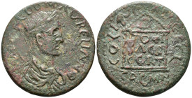 PISIDIA. Cremna. Aurelian (AD 270–275).
AE (31 mm, 15.18 g). 
IMP CS L DOM AVRELIANO Laureate, draped and cuirassed bust of Aurelian right, seen from ...