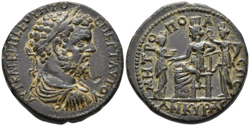 GALATIA. Ancyra. Septimius Severus (AD 193–211).
Tetrassarion (AE, 30 mm, 18.49 ...