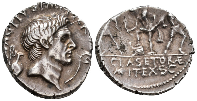 Sextus Pompey, 43–35 BC.
Denarius (AR, 19 mm, 3.97 g) military mint in Sicily, 3...