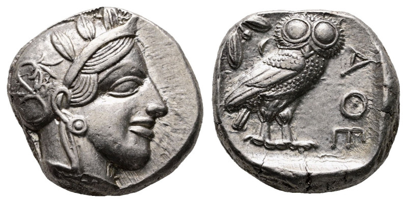 Attica. Athens circa 454-404 BC. 
Tetradrachm AR

25 mm, 17,23 g

Head of A...