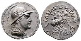 Bactria. Greco-Baktrian Kingdom. Uncertain mint in the Paropamisadai or Gadhara. Eukratides I Megas 170-145 BC. Tetradrachm AR