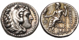 ROYAUME DE MACEDOINE, Alexandre III le Grand (336-323), AR drachme, 334-323 av. J.-C., Sardes. D/ T. d'Héraclès à d., coiffé de la dépouille de lion. ...