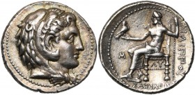 ROYAUME DE MACEDOINE, Philippe III Arrhidée (323-316), AR tétradrachme, 323-317 av. J.-C., Babylone. D/ T. d'Héraclès à d., coiffé de la dépouille de ...