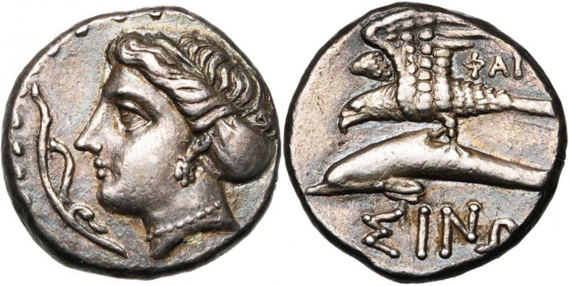 PAPHLAGONIE, SINOPE, AR drachme, 330-300 av. J.-C. D/ T. de la nymphe Sinope à g...