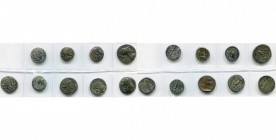 lot de 9 bronzes: Macédoine, Alexandre, T. d'Héraclès/Carquois, massue et grappe de raisin; anonyme, T. d'Héraclès/Arc, carquois et massue; Cassandre,...