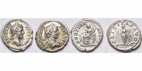 lot de 2 deniers frappés à Rome: Septime Sévère, R/ Fortuna; Caracalla, R/ Felicitas.
presque Superbe