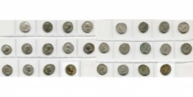 lot de 13 deniers: Septime Sévère, R/ Felicitas, Fortuna; Julia Domna, R/ Hilaritas, Vénus; Caracalla, R/ Virtus (2, TR P VIII et XII); Plautilla, R/ ...