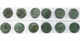 THRACE, HADRIANOPOLIS, Gordien III (238-244), lot de 6 bronzes: R/ Athéna, Fortuna, Héra, Hermès, Serapis, Zeus.
Beau à Très Beau