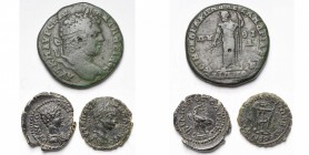 THRACE, PHILIPPOPOLIS, lot de 3 bronzes: Caracalla, R/ Aigle, Jeux Pythiques (très rare); Elagabal, R/ Trépied.
Beau à Très Beau