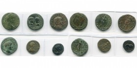 THRACE, lot de 6 bronzes: Anchialos, Caracalla, Gordien III et Tranquillina; Hadrianopolis, Gordien III; Mesembria, Gordien III; Odessos, Caracalla Cé...