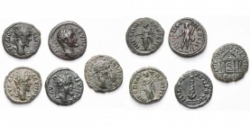 MESIE, NICOPOLIS, Septime Sévère (193-211), lot de 5 petits bronzes: R/ Concordia, Héraclès, Hygeia, Massue, Temple tétrastyle.
Très Beau à Superbe...