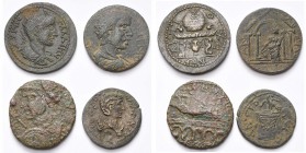 CARIE, ANTIOCHE DU MEANDRE, Gallien (253-268), lot de 4 bronzes: B. r., dr., cuir. à d., R/ Urne agonistique entre deux bourses, posées sur une table ...