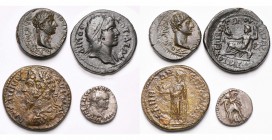lot de 4 p.: royaume de Thrace, Rhoemetalkes Ier, bronze, R/ T. d'Auguste (TB à SUP); Cappadoce, Césarée, Vespasien, hémidrachme; Lydie, Sala, Marc Au...