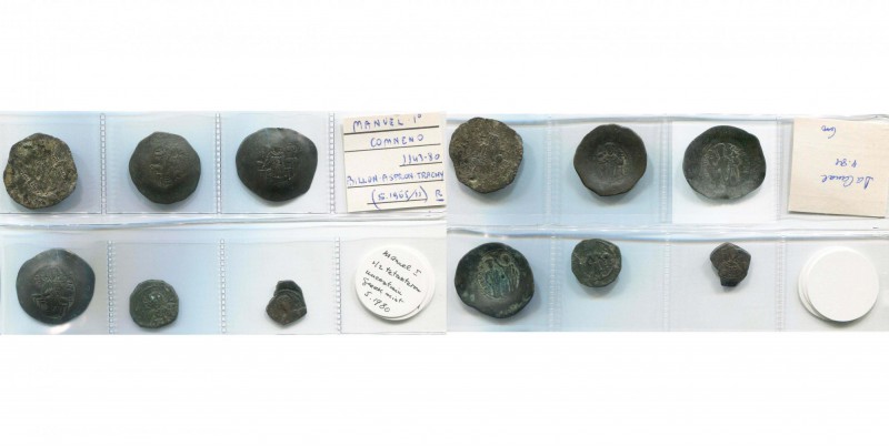 Manuel Ier Comnène (1143-1180), lot de 6 p.: trachy, Constantinople (4); demi-te...
