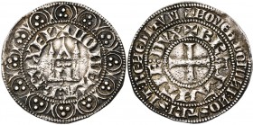 BRABANT, Duché, Jean Ier (1268-1294), AR gros au châtel brabançon, à partir de 1282, Bruxelles. D/ MONETA BRVXEL' Châtel brabançon entouré de douze a...