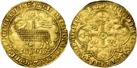 BRABANT, Duché, Jeanne et Wenceslas (1355-1383), AV mouton d'or, 1357-1371, Vilvorde. Au titre de Jeanne. D/ L'agneau de Dieu devant une bannière. En ...