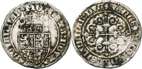 BRABANT, Duché, Jeanne et Wenceslas (1355-1383), AR tourelle (schuerken), 1374-1377, Louvain. 1e émission. D/ MO-NETA NOVA- LOVANIEN' Ecu écartelé de ...