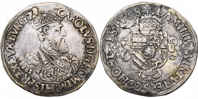 BRABANT, Duché, Charles Quint (1506-1555), AR florin Karolus d'argent, s.d. (1544-1548), Anvers. Premier type. D/ B. couronné et cuirassé de l'empereu...