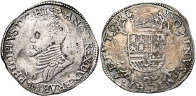 BRABANT, Duché, Philippe II (1555-1598), AR écu Philippe, 1558, Anvers. Au titre de roi d'Angleterre. D/ B. cuir. à g. PHILIPPVS dans la légende. R/ E...