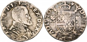 BRABANT, Duché, Philippe II (1555-1598), AR cinquième d'écu Philippe, 1567, Maastricht. D/ B. cuir. à d. R/ Ecu couronné sur une croix de Bourgogne, e...