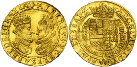 BRABANT, Duché, Albert et Isabelle (1598-1621), AV double ducat, s.d. (1600-1611), Anvers. Avec main en début de légende. D/ B. affrontés des archiduc...