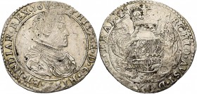 BRABANT, Duché, Philippe IV (1621-1665), AR demi-ducaton, 165[1], Anvers. Deuxième type. D/ B. dr. et cuir. à d. R/ Ecu couronné, tenu par deux lions....