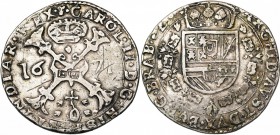 BRABANT, Duché, Charles II (1665-1700), AR patagon, 1671. Faux d'époque. D/ Croix de Bourgogne sous une couronne, portant le bijou de la Toison d'or. ...