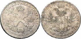 BRABANT, Duché, Marie-Thérèse (1740-1780), AR couronne, 1758, Anvers. D/ Croix de Bourgogne entre quatre couronnes. R/ Ecu couronné de l'impératrice s...