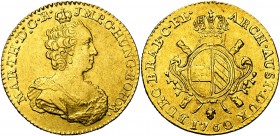 BRABANT, Duché, Marie-Thérèse (1740-1780), AV double souverain, 1760, Bruxelles. D/ B. couronné à d. R/ Ecu ovale d'Autriche-Bourgogne, couronné, sur ...